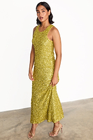 Thumbnail for caption_Model wears Lime Sequin Tank Top  in UK size 10/ US 6