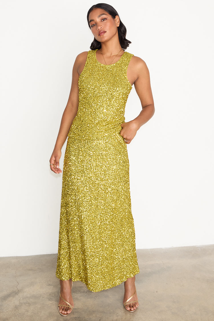 Lime Sequin Dorris Skirt
