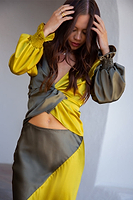Thumbnail for Lime and Khaki Wrap Top