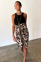 Thumbnail for Model wearing Linen Leopard Maxi Jaspre Skirt