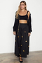 Black Pointelle Knit Cardigan With Gold Fish