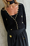 Black Pointelle Knit Cardigan With Gold Fish
