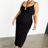 Thumbnail for Black Megan Plisse Dress