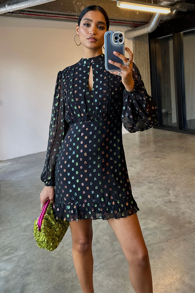 caption_Model wears Multi Sparkle Mini Azealia Dress in UK 8 / US 4