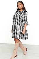Thumbnail for  Model wearing Check Mini Molly Dress standing facing the camera