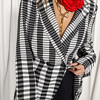 Thumbnail for Model wearing Mono Check Blazer standing facing the camera