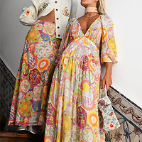 Thumbnail for caption_Model wears Mosaic Reign Dress in UK size 10/ US 6