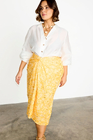 Thumbnail for  caption_Model wears Yellow Mosaic Maxi Jaspre Skirt in UK size 10/ US 6