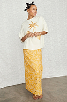 Thumbnail for  caption_Model wears Yellow Mosaic Maxi Jaspre Skirt in UK size 10/ US 6