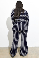 Thumbnail for Model wearing Navy Nautical Jersey Trousers standing facing away from the camera