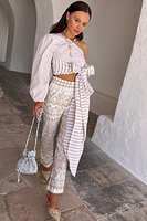Thumbnail for Model wearing Neutral Stripe Sailor Top