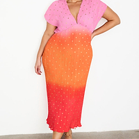 Thumbnail for caption_Model wears Pink Ombre Elodie Dress in UK size 18/ US 14