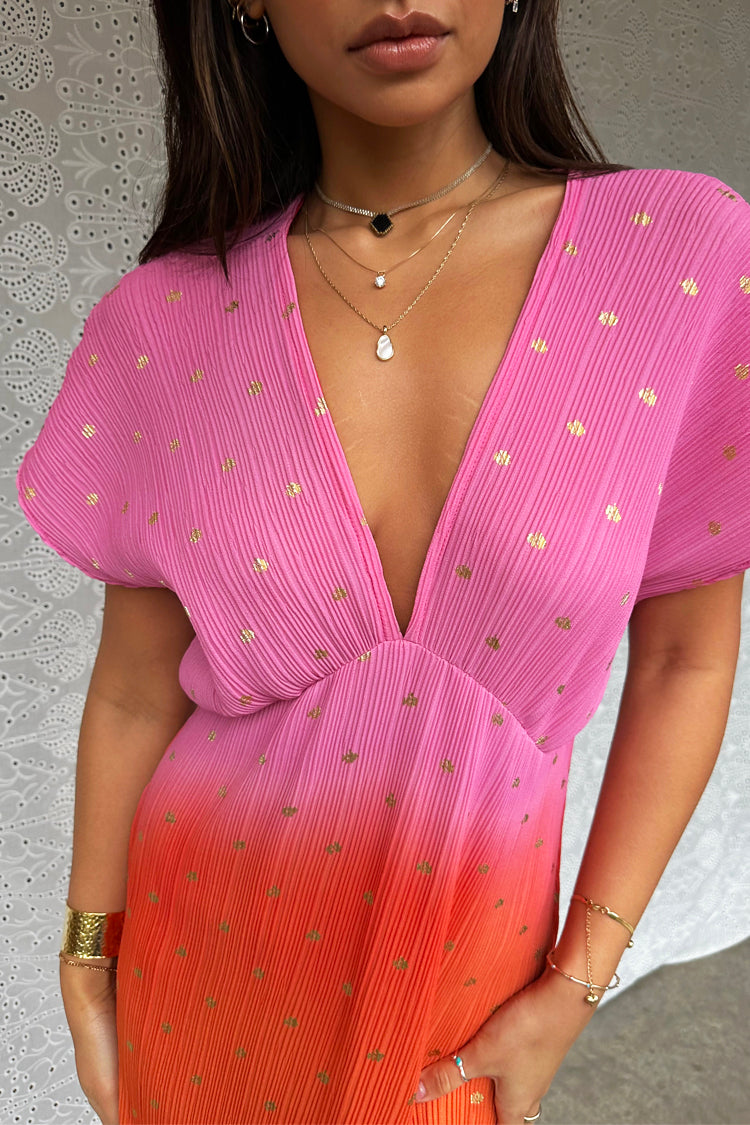 caption_Model wears Pink Ombre Elodie Dress in UK size 10/ US 6