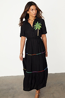 Thumbnail for  caption_Model wears Black Palm Immy Dress in UK size 10/ US 6