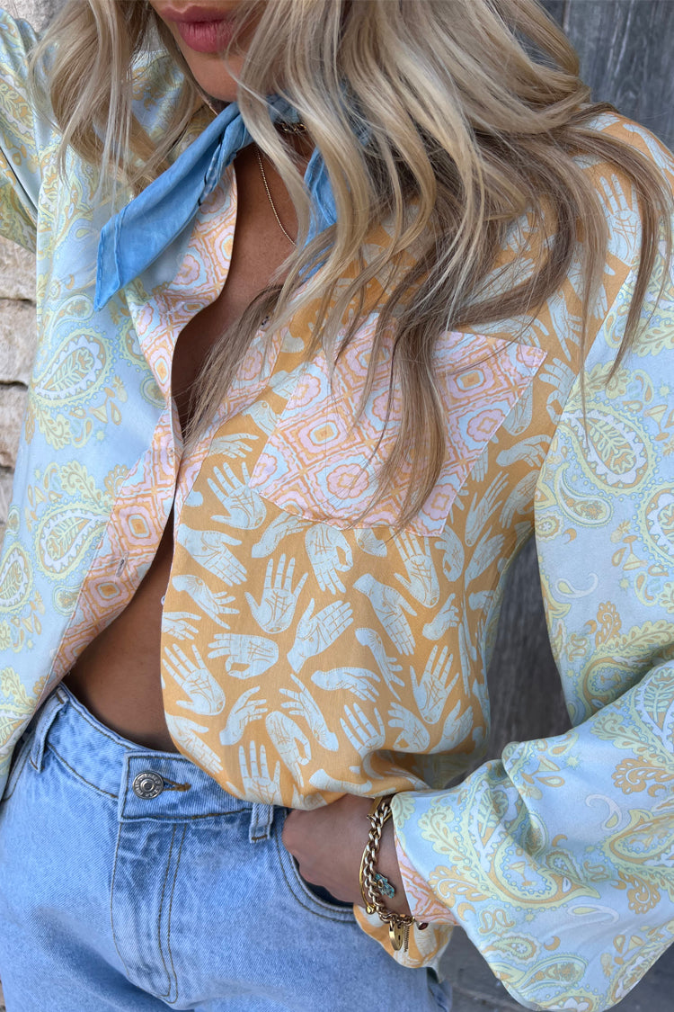 Model wearing Pastel Gabbie Shirt