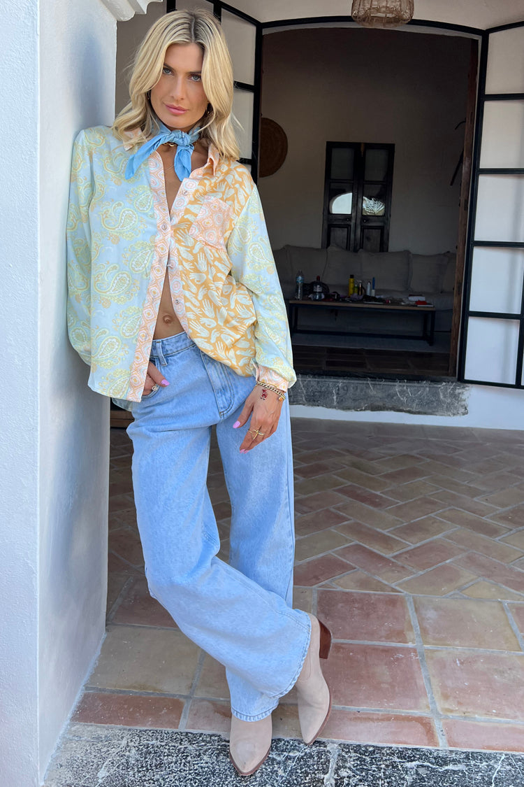 Model wearing Pastel Gabbie Shirt