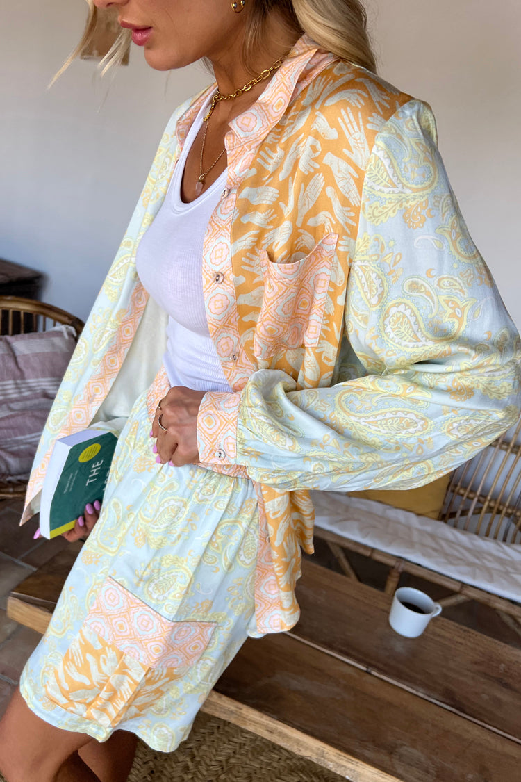 Model wearing Pastel Gabbie Shirt
