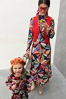 Thumbnail for Model wearing NFD Kids Patchwork Dress standing facing the camera