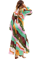 Thumbnail for Model wearing Multi Peace And Love Midi Dress standing facing away from the camera