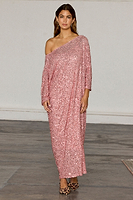 Thumbnail for caption_Model wears Pink Sequin Jem Dress in UK size 10/ US 6