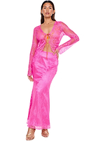 Thumbnail for Model wearing Pink Lace Skirt standing facing the camera
