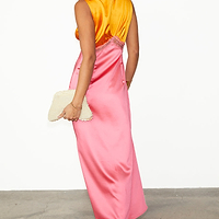 Thumbnail for caption_Model wears Orange and Pink Sleeveless May Dress in UK size 10/ US 6