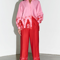 Thumbnail for caption_Model wears Red And Pink Arden Trouser in UK size 10/ US 6