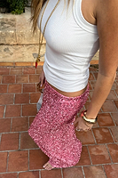 Thumbnail for caption_Model wears Pink Sequin Dorris Skirt in UK size 10/ US 6
