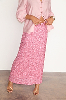 Thumbnail for caption_Model wears Pink Sequin Dorris Skirt in UK size 10/ US 6