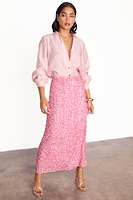 Thumbnail for caption_Model wears Pink Sequin Dorris Skirt in UK size 10/ US 6