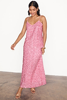 Thumbnail for caption_Model wears Pink Sequin Dorris Skirt in UK size 10/ US 6