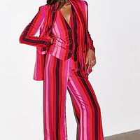 Thumbnail for caption_Model wears Pink Stripe Monaco Blazer  in UK size 8/ US 4
