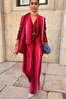 Thumbnail for caption_Model wears Pink Stripe Monaco Blazer  in UK size 8/ US 4