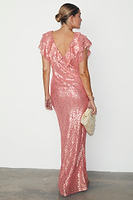 Thumbnail for caption_Model wears Pink Jacquard Tilda Dress in UK size 10/ US 6
