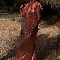 Thumbnail for caption_Model wears Pink Jacquard Tilda Dress in UK size 10/ US 6