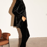 Thumbnail for Model wearing Black Velvet Quinn Trouser 