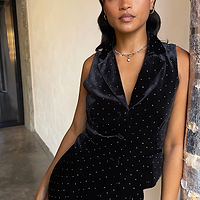 Thumbnail for Model wearing Black Velvet Quinn Waistcoat