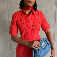 Thumbnail for Red Palm Broderie Hayley Dress