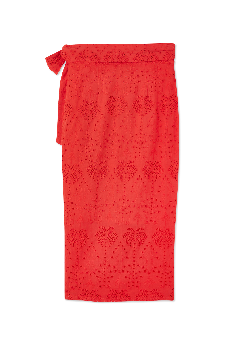 Red Broderie Jaspre Skirt