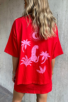 Thumbnail for caption_Model wears Red Solstice T-Shirt in UK size 10/ US 6