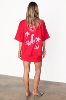 Thumbnail for caption_Model wears Red Solstice T-Shirt in UK size 10/ US 6