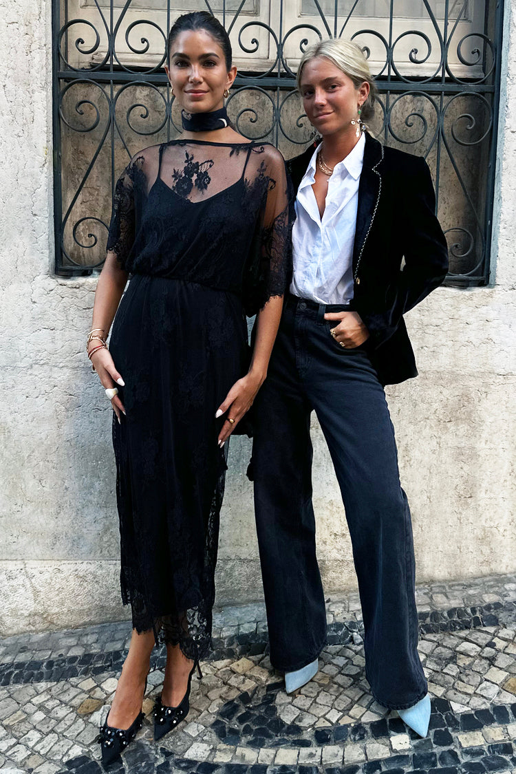 Model wearing Black Velvet Running Wild Blazer
