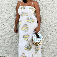 Thumbnail for Model wearing Jacquard Selina Dress