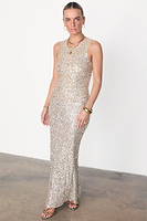 Thumbnail for caption_Model wears  Silver Sequin Dorris Skirt in UK size 10/ US 6