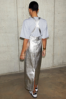 Thumbnail for caption_Model wears Silver Pinafore Dress in UK size 8/ US 4