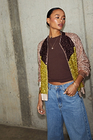 Thumbnail for caption_Model wears Sequin Mix Bomber in UK size 10/ US 6