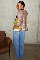 Thumbnail for caption_Model wears Sequin Mix Bomber in UK size 10/ US 6