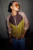 Thumbnail for caption_Model wears Sequin Mix Bomber in UK size 10/ US 6