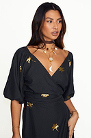 Thumbnail for Black Palm Camilla Wrap Dress