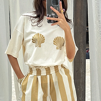 Thumbnail for Camel Stripe Elissa Shorts